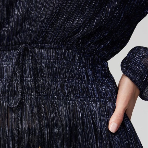 WHBM Metallic V-neck Peplum Blue Top Size S - Picture 10 of 10